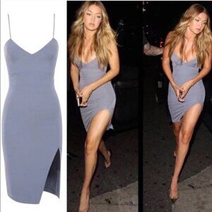 HOUSE OF CB Raqa Dress Grey Asymmetric Cut Bralette Spaghetti Strap Dress